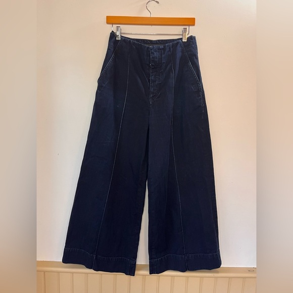 Trendy Goldsign Karla Women Denim Moari Dark Wash High Rise Wide Leg Jeans Sz 27 - Picture 4 of 12